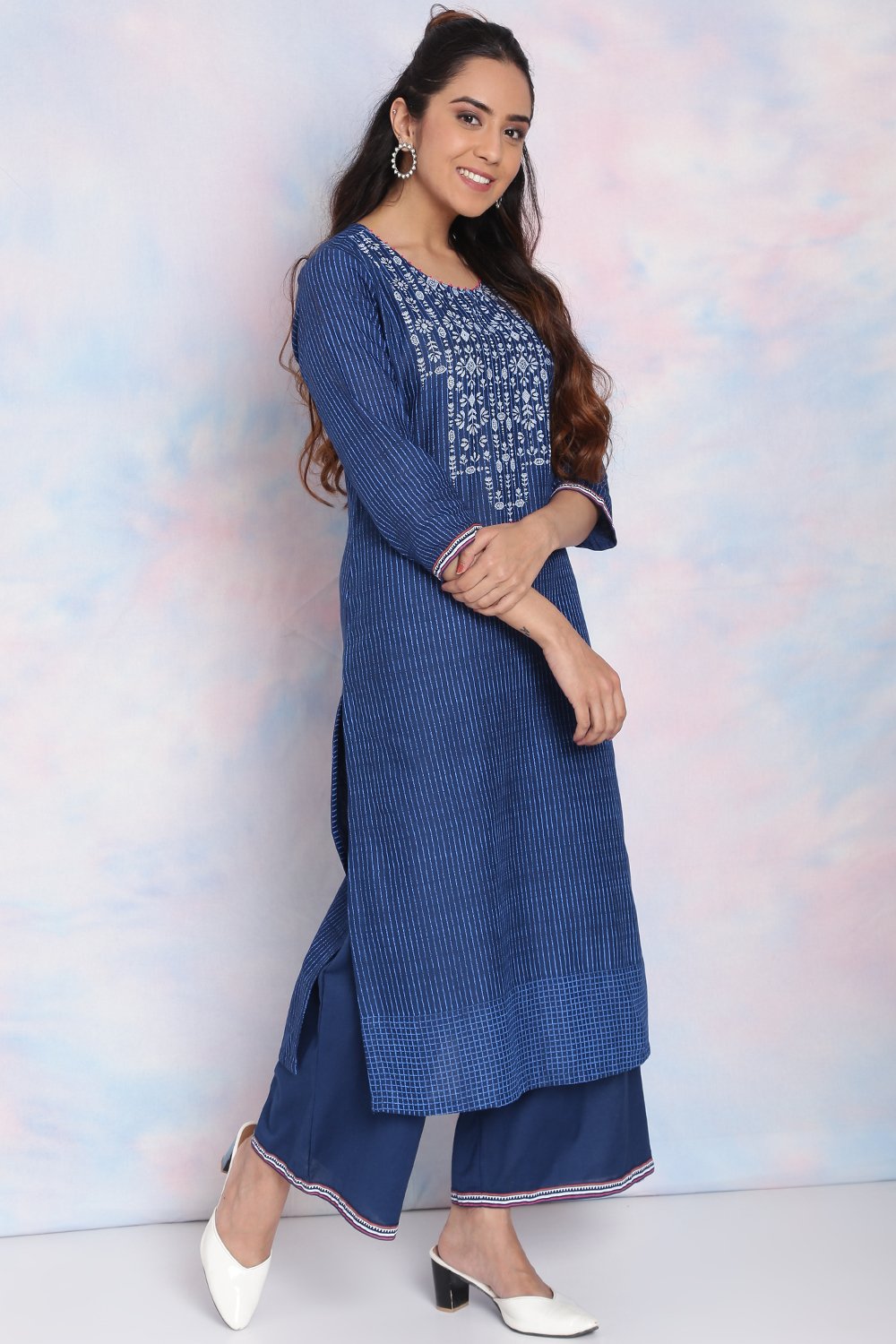 Indigo Cotton Flex Straight Kurta RANGRITI