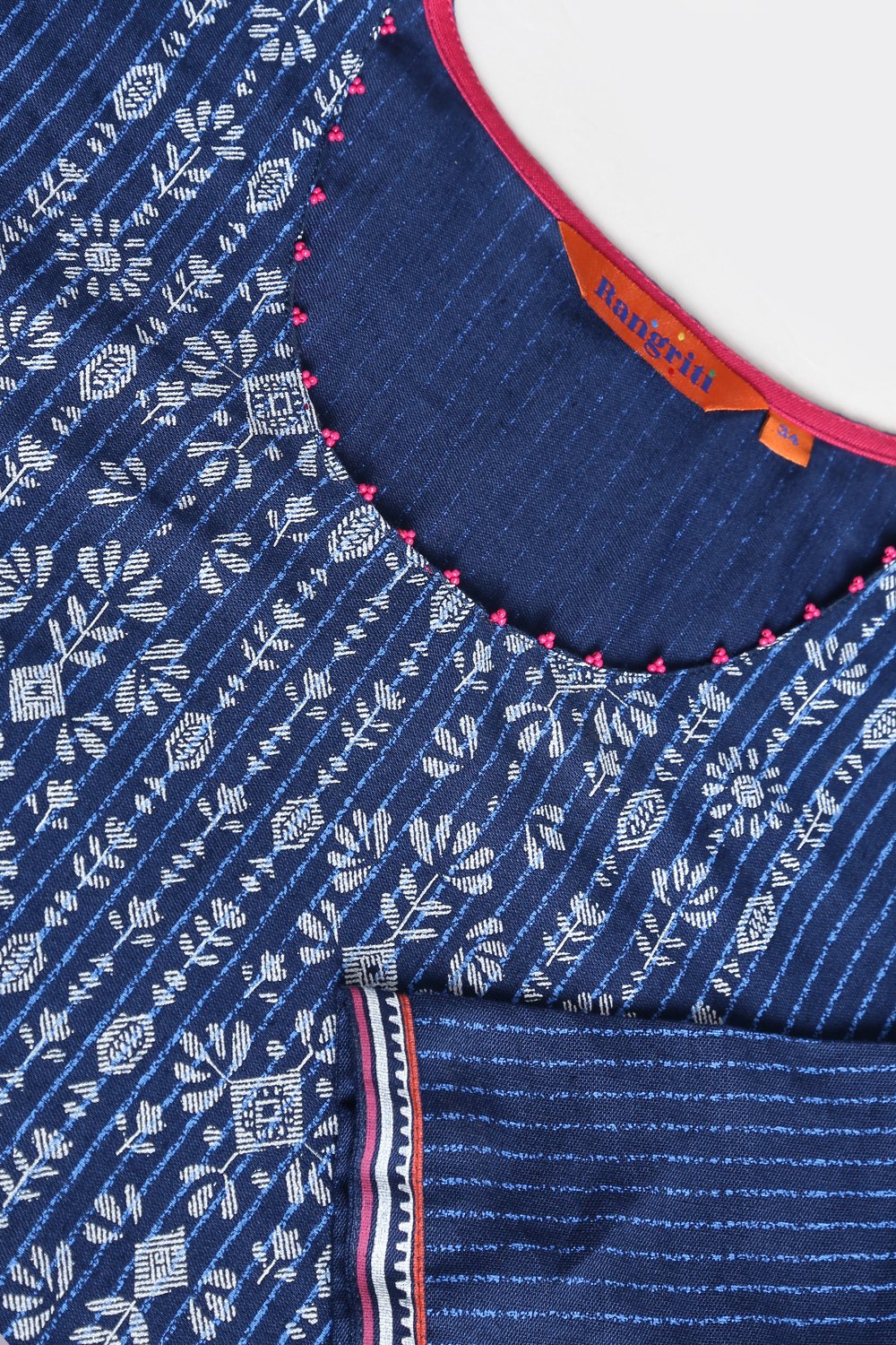Indigo Cotton Flex Straight Kurta RANGRITI