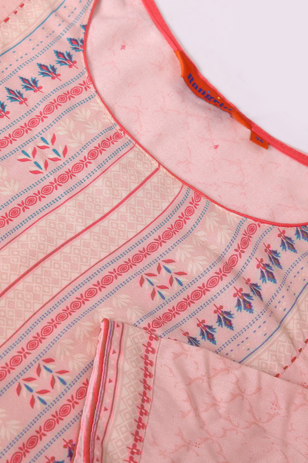 Peach Viscose Rayon A-Line Kurta RANGRITI