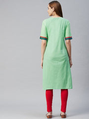 Women Green Quirky Cotton Kurta RANGRITI