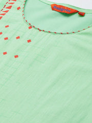 Women Green Quirky Cotton Kurta RANGRITI