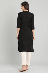 Black Band Collar Solid Kurta AURELIA