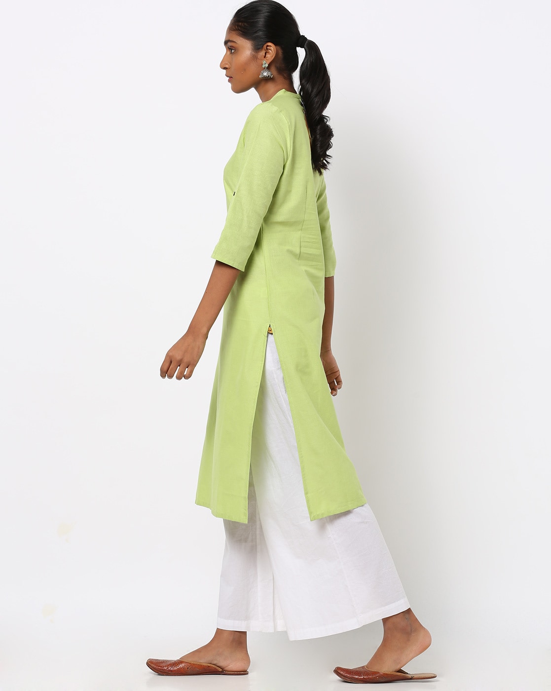 Straight Cotton Kurta with Mandarin Collar AURELIA