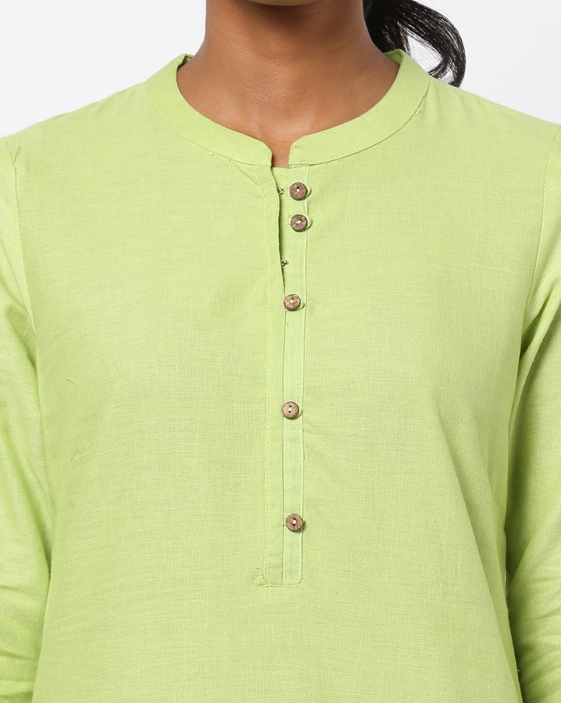 Straight Cotton Kurta with Mandarin Collar AURELIA