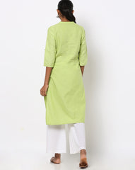 Straight Cotton Kurta with Mandarin Collar AURELIA