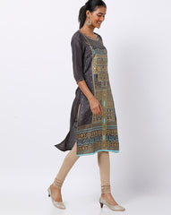 Printed Straight Kurta with Slits AURELIA