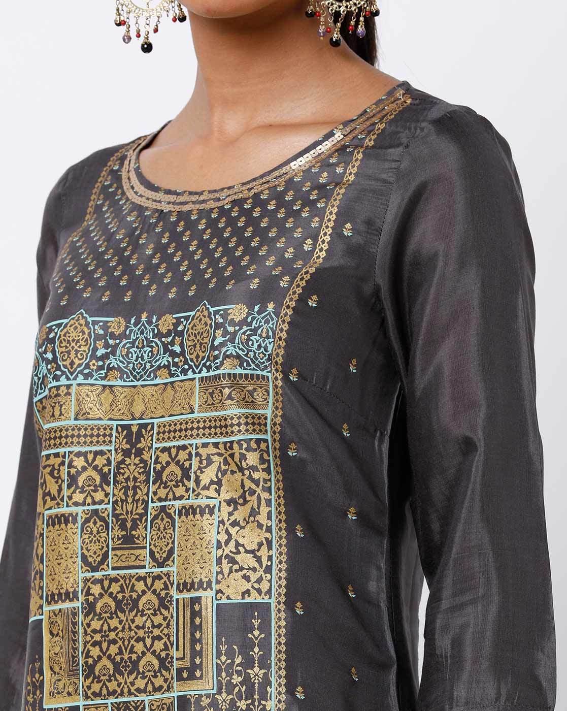 Printed Straight Kurta with Slits AURELIA