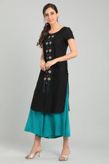 Black Round Neck Short Sleeves kurta AURELIA