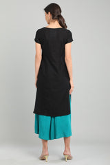 Black Round Neck Short Sleeves kurta AURELIA