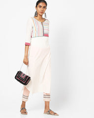 AURELIA Embroidered Straight Kurta in White, refined ethnic wear with delicate embroidered details.