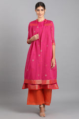 W Pink Mandarin Neck Pop Set, structured fit with soft tones for sophisticated ethnic styling.