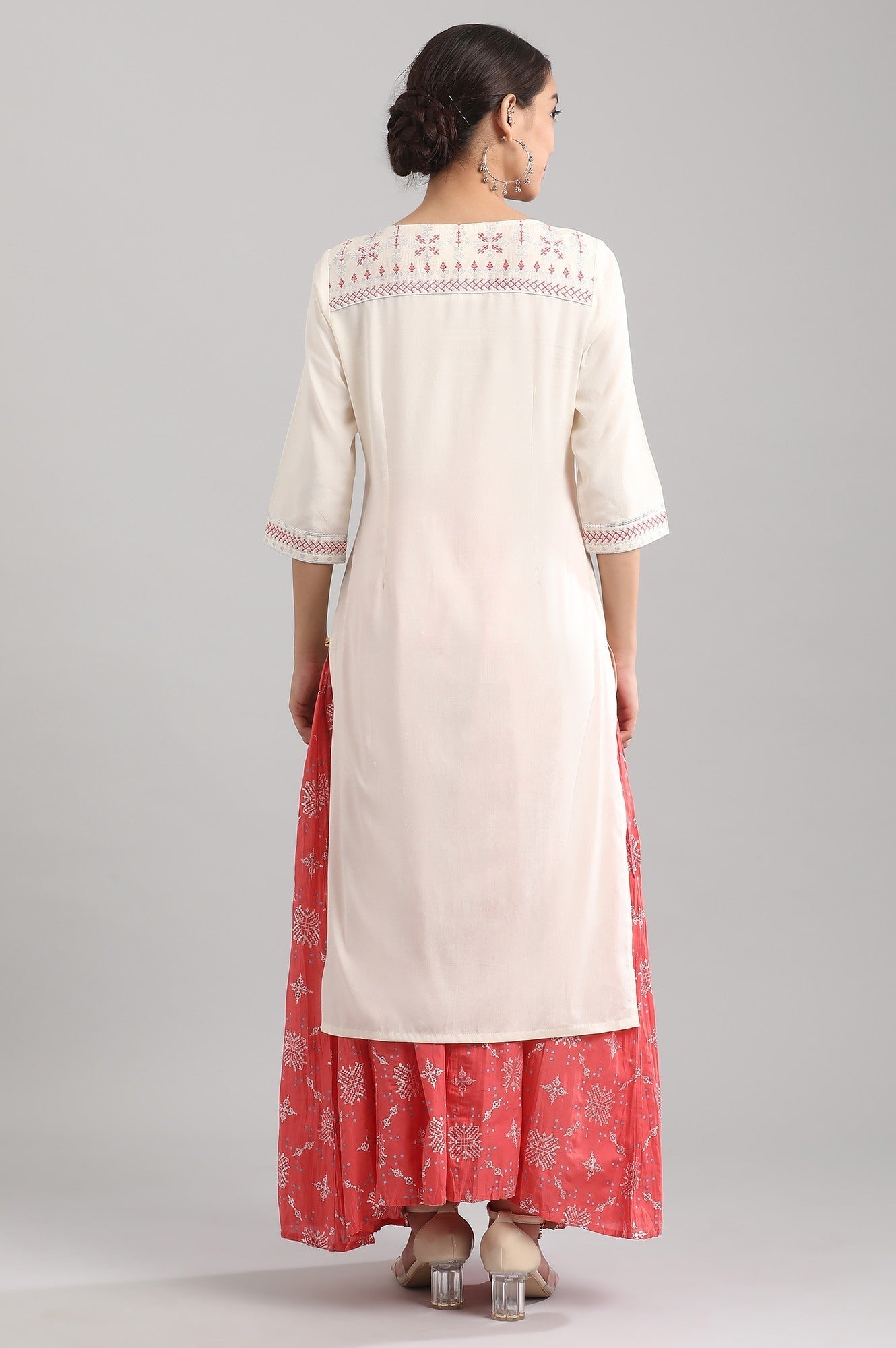 Off-White Round Neck Printed kurta AURELIA