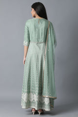 Light Green Flared Dress-Drape (Without Dupatta) WISHFUL
