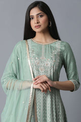 Light Green Flared Dress-Drape (Without Dupatta) WISHFUL