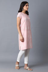 Light Pink Printed kurta W for Women's