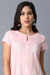 Light Pink Printed kurta W for Women's