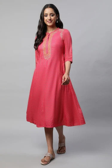 AURELIA Printed A-line Dress with Back Tie-Up – Grace in Every Detail AURELIA