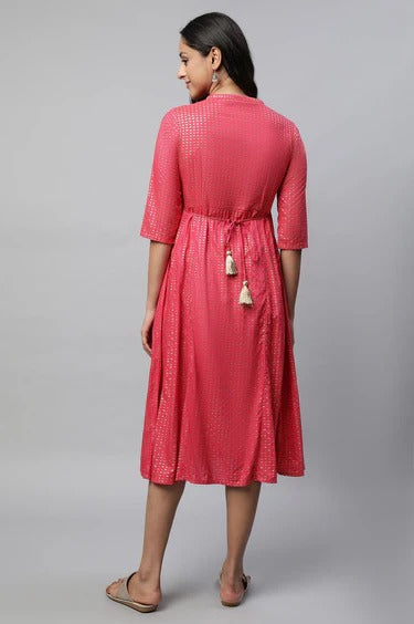 AURELIA Printed A-line Dress with Back Tie-Up – Grace in Every Detail AURELIA