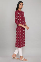 Maroon Printed Button Down kurta W for Women's