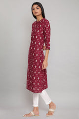 Maroon Printed Button Down kurta W for Women's