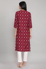 Maroon Printed Button Down kurta W for Women's