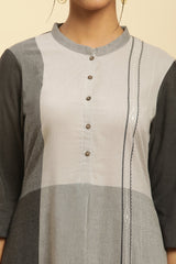 W Grey Color block Straight Kurta W for Women's