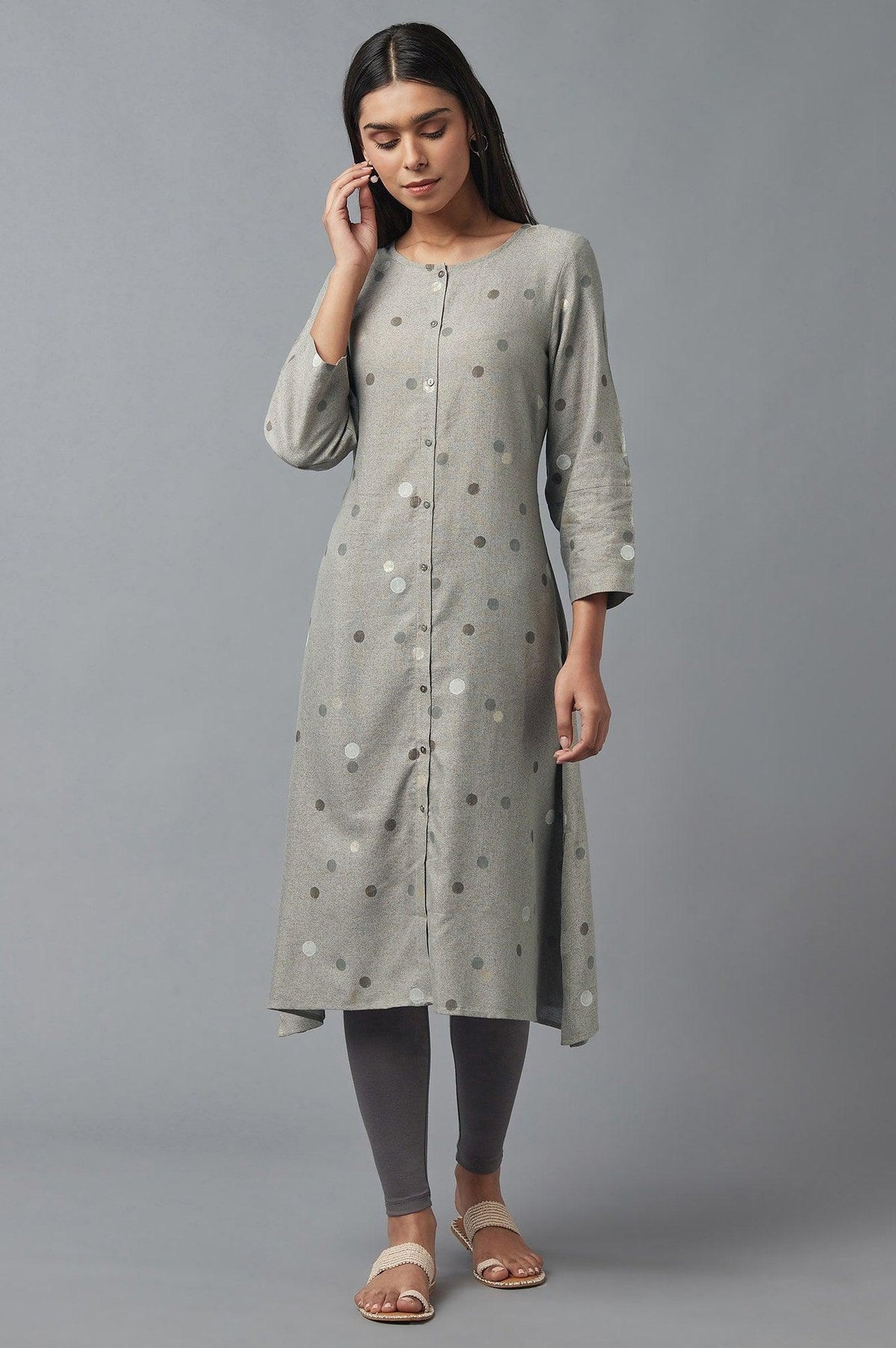Smoke Grey A-line kurta W for Women's