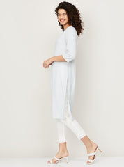Women Blue Striped Straight Kurta W for Women's