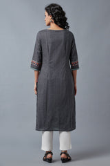 W Forged Iron Grey Printed Kurta W for Women's