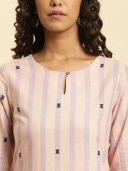 W Purple Cotton Blend Straight Kurta W for Women's