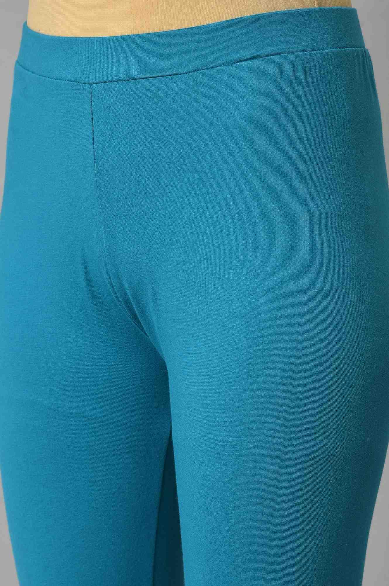 Teal Blue Saree Style kurta With Tights W for Women's