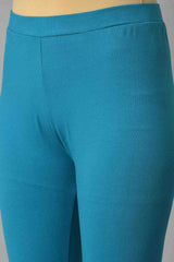 Teal Blue Saree Style kurta With Tights W for Women's
