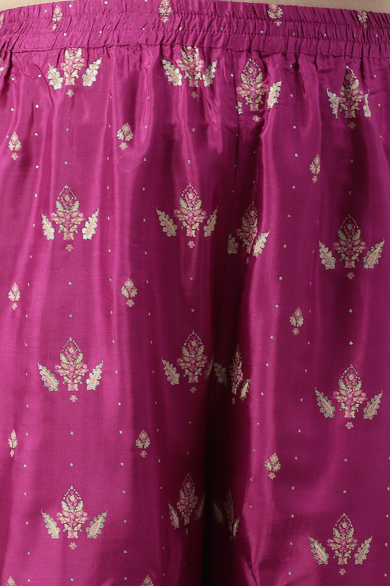 Purple Embroidered kurta With Parallel Pants And Dupatta W for Women's