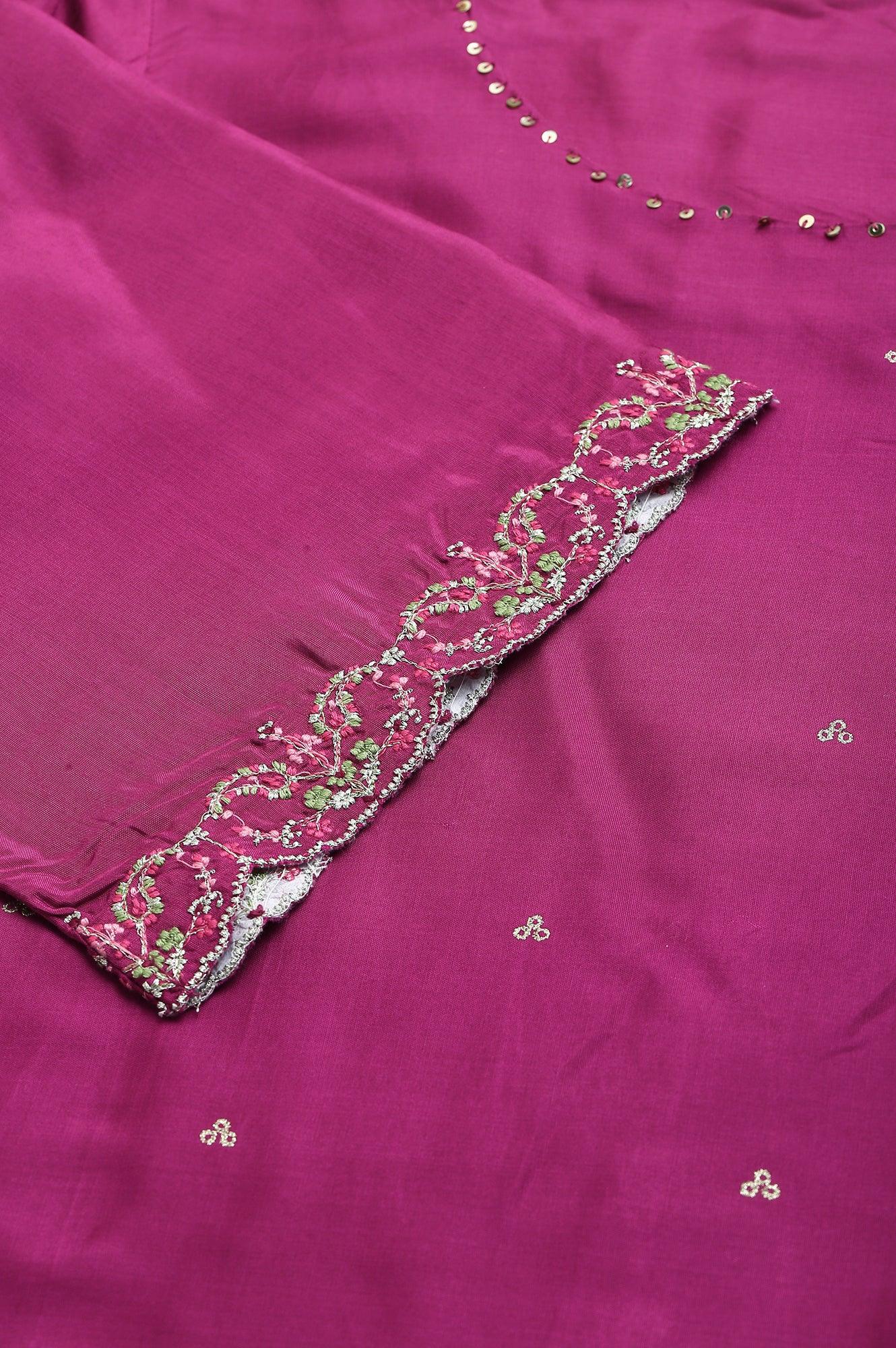 Purple Embroidered kurta With Parallel Pants And Dupatta W for Women's