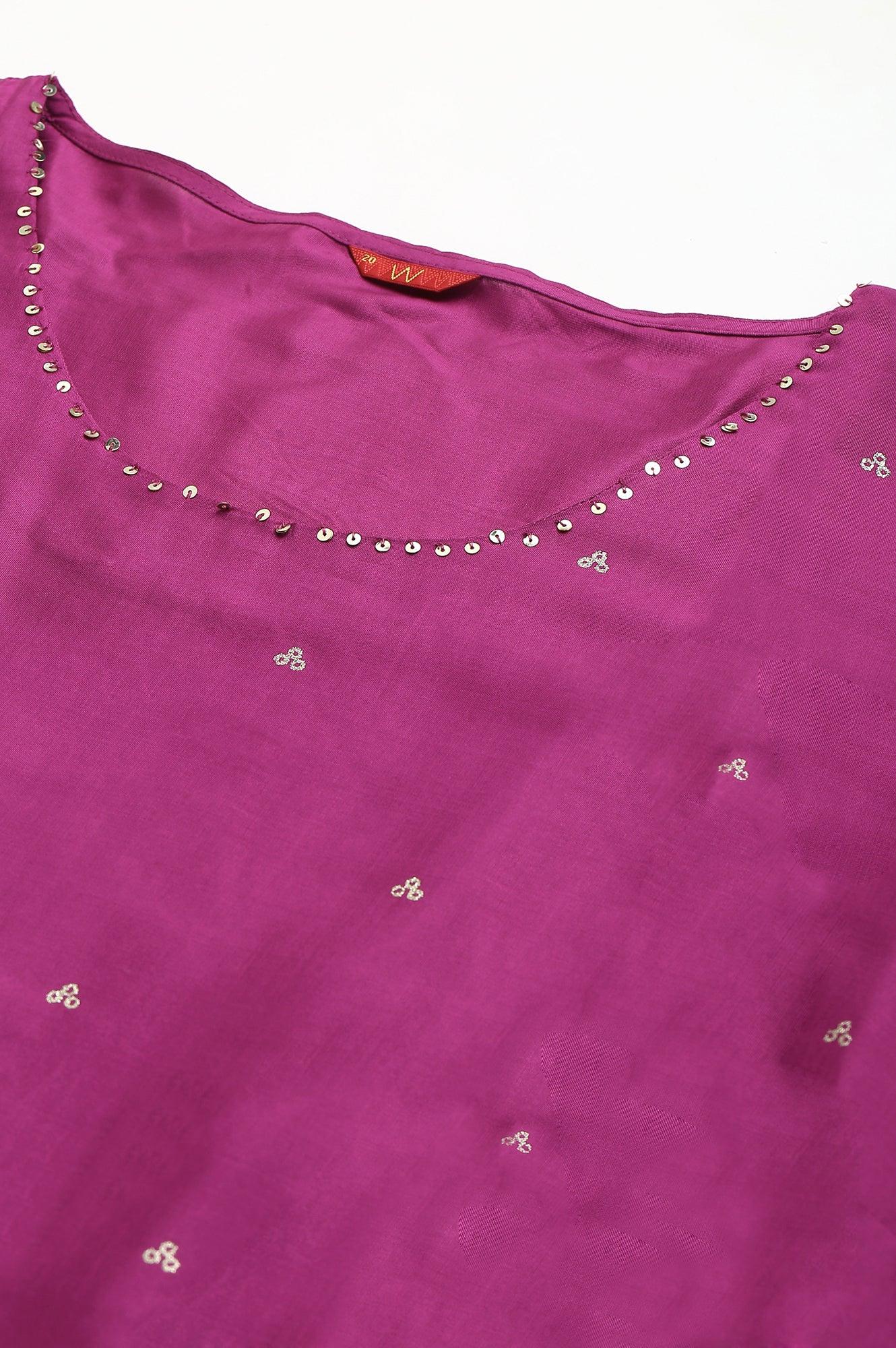 Purple Embroidered kurta With Parallel Pants And Dupatta W for Women's