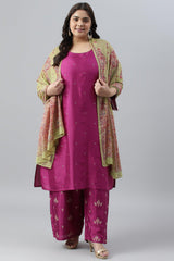 Purple Embroidered kurta With Parallel Pants And Dupatta W for Women's