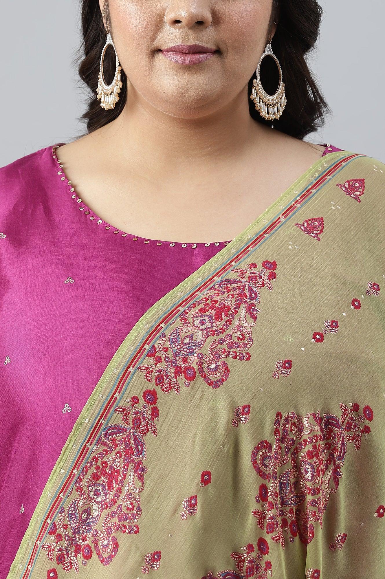 Purple Embroidered kurta With Parallel Pants And Dupatta W for Women's