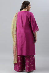 Purple Embroidered kurta With Parallel Pants And Dupatta W for Women's