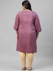 Purple Shantung Mukaish Printed kurta W for Women's