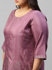 Purple Shantung Mukaish Printed kurta W for Women's