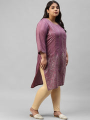 Purple Shantung Mukaish Printed kurta W for Women's