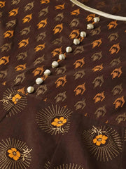Brown Printed Cotton Dress LIBAS