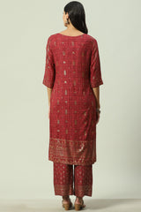 Rust Printed Rayon Kurta BIBA