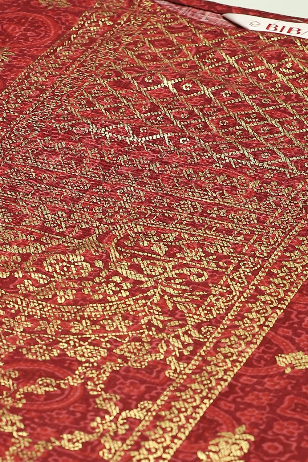 Rust Printed Rayon Kurta BIBA