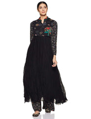 Black Printed Anarkali Kurta with Vasket BIBA