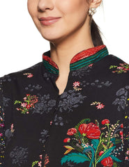 Black Printed Anarkali Kurta with Vasket BIBA