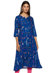 Blue Rayon A-Line Kurta RANGRITI