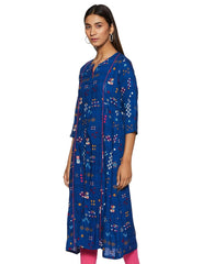 Blue Rayon A-Line Kurta RANGRITI