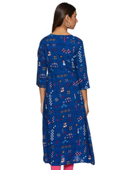 Blue Rayon A-Line Kurta RANGRITI