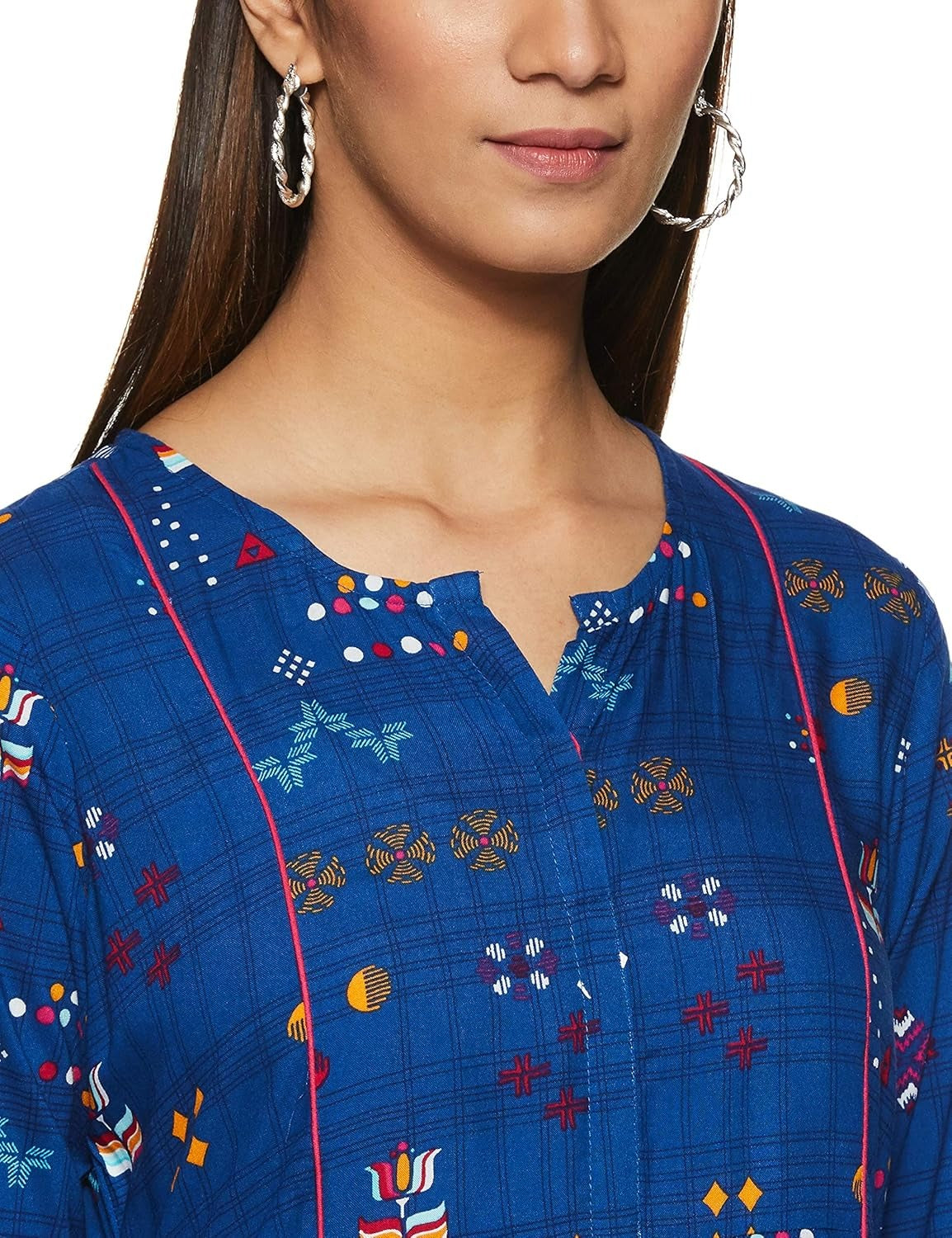 Blue Rayon A-Line Kurta RANGRITI
